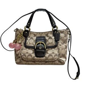 Coach Y2K Mini Soho Campbell Signature Jacquard Canvas Brown Leather Handbag